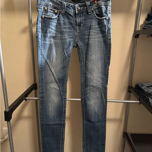 Miss Me Blue Skinny Jeans with Vintage-Inspired Fading​